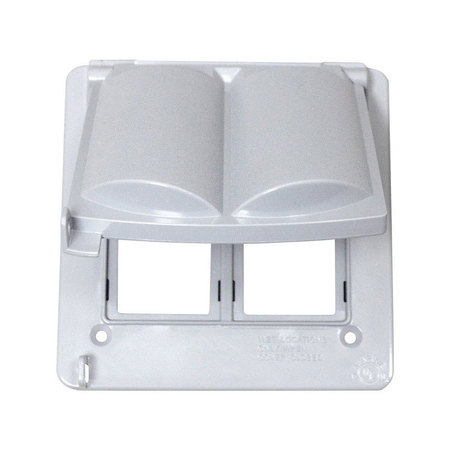 SIGMA ELECTRIC Electrical Box Cover, 2 Gang, Square, Non-Metallic, GFCI, Duplex and Round Receptacle 14180WH